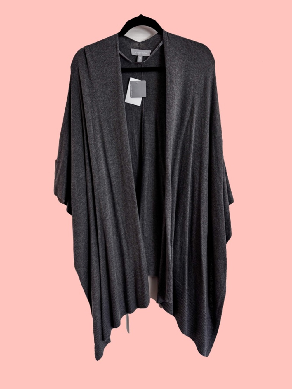 Nordstrom Charcoal Gray Ruana New With Tag | one size